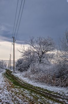 Small path on a cold winter day