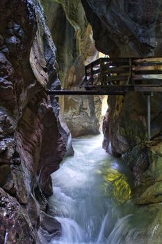 Wooden path inside a canyon