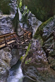 Wooden path inside a canyon
