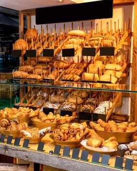 French bread, candy store, showcase