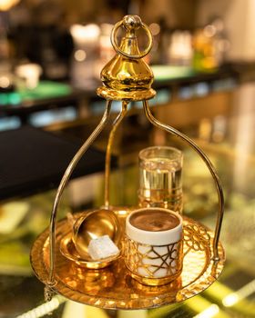 Turkish coffee golden served