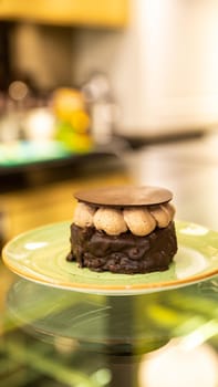 Beautiful chocolate cake close up