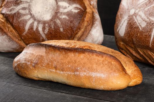 Tasty breads, loaves close up