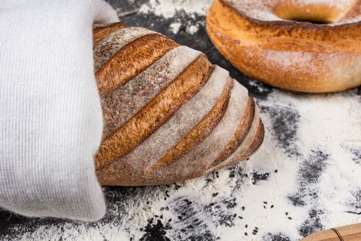 Tasty breads with flour