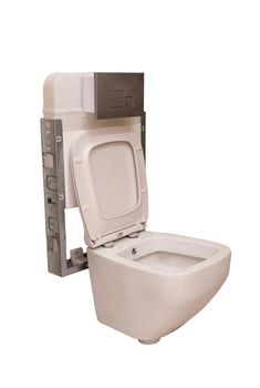 New clean white ceramic toilet bowl with white background