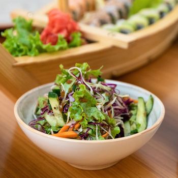 Beautiful vegetable salad close up