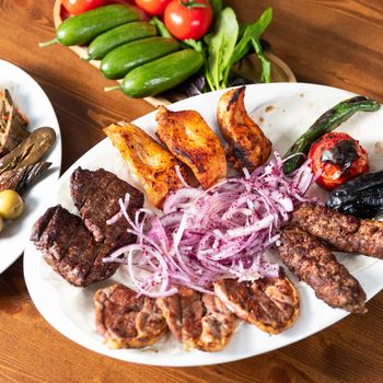 Lyulya kebab, Azerbaijani meat meal, chicken close up