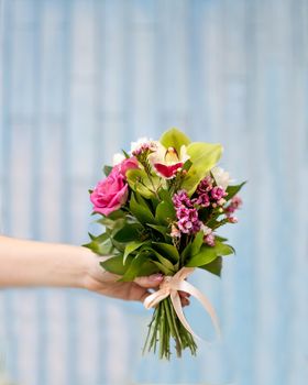 Pink flower bouquet close up