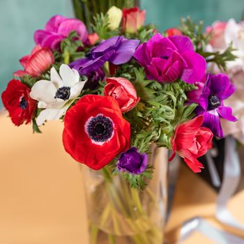 Common poppy Papaver rhoeas in the vase close up