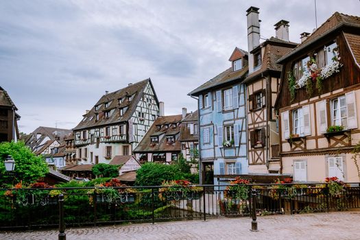 Colmar, Alsace, France. Petite Venice, water canal and traditional half timbered houses. Colmar is a charming town in Alsace, France. Beautiful view of colorful romantic city Colmar