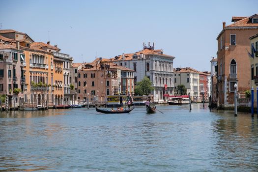 Beautiful venetian street in summer day, Italy. Venice Europe