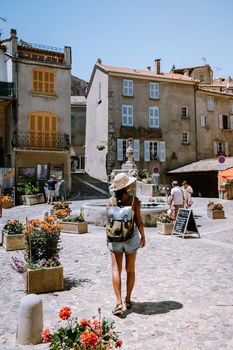 Valensole Provence France June 2020, streets of the colorful village of Valensole during summer. Europe