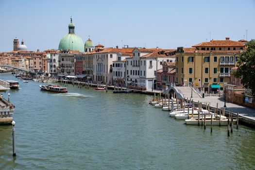 Beautiful venetian street in summer day, Italy. Venice Europe