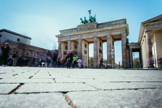 Front picture of the Brandenburger Gate in Berlin, Germany in summer time.