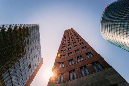 Potsdamer square, Berlin: Skyscrapers evening scenery