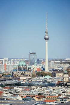 City of Berlin and, cathedral and famous TV tower, Germany