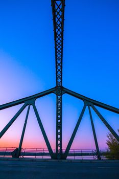 Silhouette of Glienicker Bridge in Berlin, evening scenery