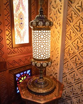 Arabic lantern in the interior, Ramadan background