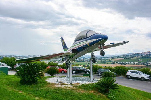 plane used by the Italian acrobatic team many years ago in free exposure

