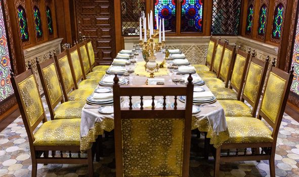 Old style arabic restaurant room interior
