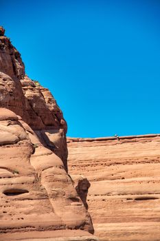Panoramic view of rock formations in the Arches National Park, Utah in summer season.