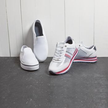 White sneakers, man shoes isolated