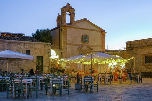 Syracuse Sicily October 2020, The picturesque village of Marzamemi, in the province of Syracuse, Sicily Italy