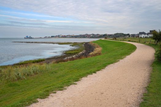 Panoramic image of the coastal landscape of Amrum, North Sea, Germany