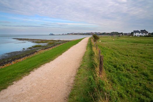 Panoramic image of the coastal landscape of Amrum, North Sea, Germany