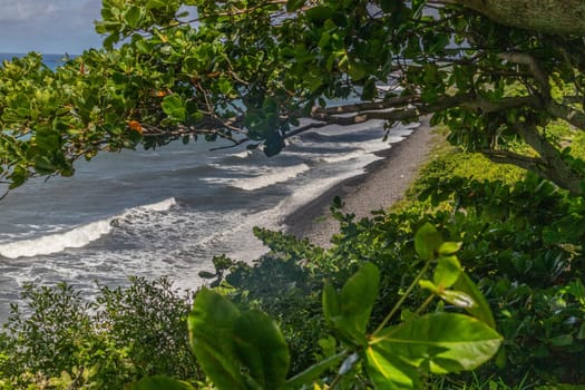 Pebble, gravel beach at Sainte Suzanne on Reunion island, France, Indian Ocean