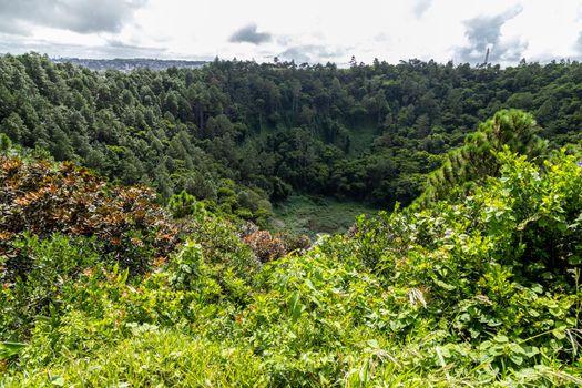 Volcanic crater and crater lake Trou aux Cerfs on Mauritius island, africa