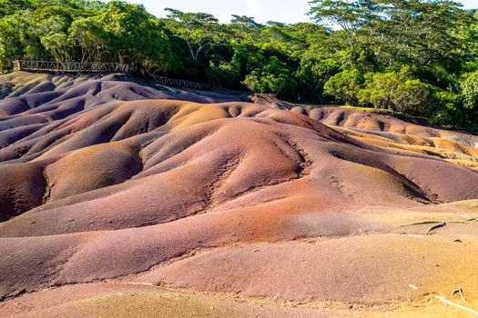 Seven coloured earth (sandstone formation with seven colours) on Mauritius island, Chamarel, Indian ocean