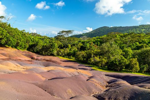 Seven coloured earth (sandstone formation with seven colours) on Mauritius island, Chamarel, Indian ocean