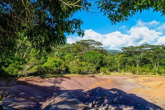 Seven coloured earth (sandstone formation with seven colours) on Mauritius island, Chamarel, Indian ocean