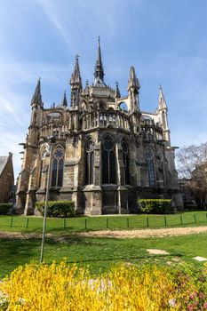 Wide angle view at cathedral Notre Dame in Reims, France