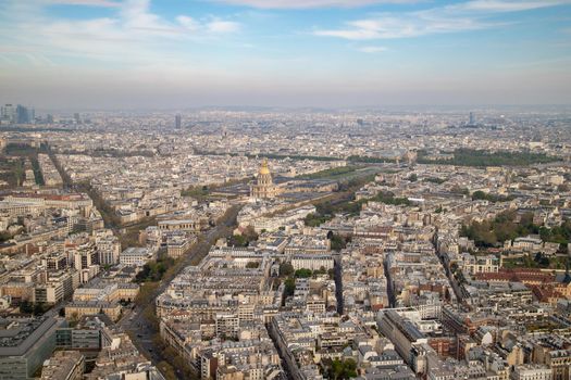 Aerial view from Tour Montparnasse at the city of Paris, France