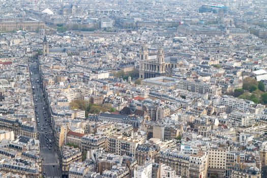 Aerial view from Tour Montparnasse at the city of Paris, France