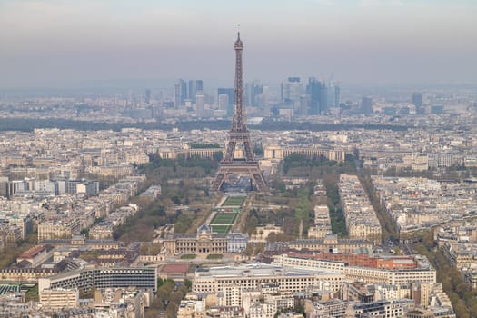 Aerial view from Tour Montparnasse at the city of Paris, France