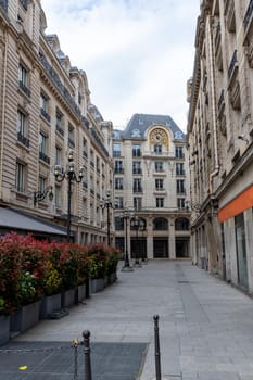 Courtyard in Paris, France surrounded with historic houses