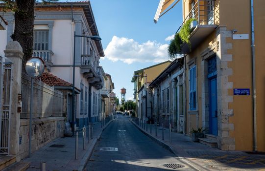 April 22, 2019, Limassol, Cyprus. Empty quiet street of the old town.