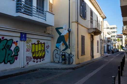 April 22, 2019, Limassol, Cyprus. Empty quiet street of the old town.