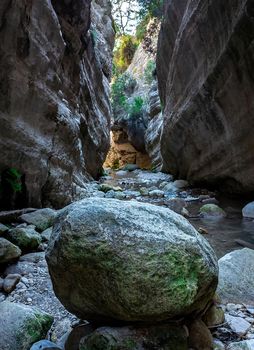 Stones on the slopes of the Avakas mountain gorge on the island of Cyprus.