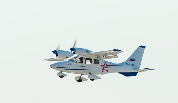 August 30, 2019, Moscow region, Russia. Light multi-purpose aircraft MAI-411 at the International aviation and space salon.