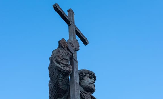 March 22, 2020, Moscow, Russia. Monument to Prince Vladimir the Great on Borovitskaya Square in Moscow.