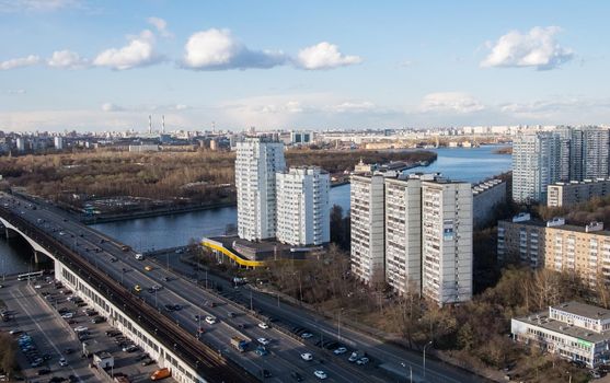 April 25, 2015, Moscow, Russia. Car traffic on Andropov Avenue in Moscow.