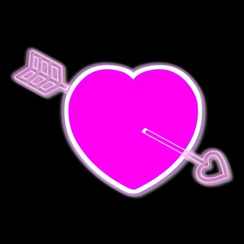 Neon love heart and arrow