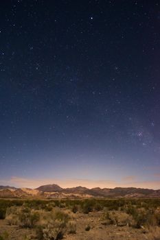 Starry night sky above the desert near Uspallata, Mendoza, Argentina.