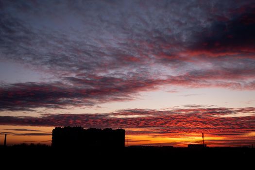 Beautiful sky after sunset over the city.