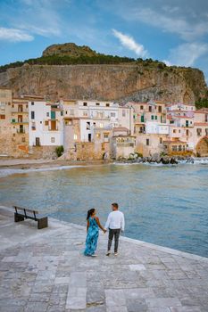 San Vito Lo Capo Sicily, San Vito lo Capo beach and Monte Monaco in background, north-western Sicily. cliffs and rocky coastline in Sicily