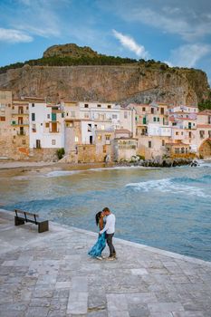 San Vito Lo Capo Sicily, San Vito lo Capo beach and Monte Monaco in background, north-western Sicily. cliffs and rocky coastline in Sicily